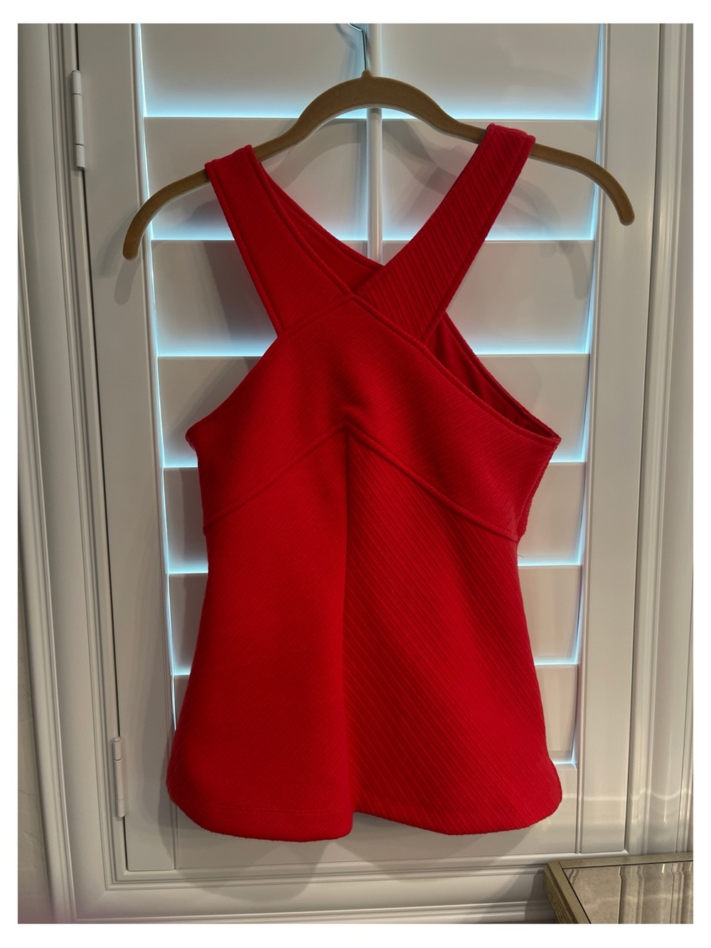 Anthropologie Red Cross-Back Ribbed Tank Top - Picture 2 of 4